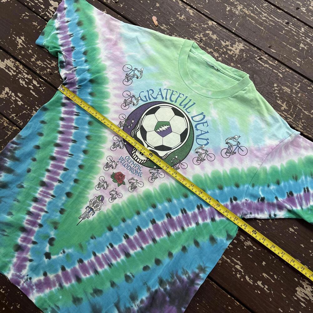 (XL) Vintage 90s (1990) Grateful Dead Olympic Velodrome Skull Soccer T-Shirt Dye - Picture 7 of 8